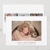 Schattige Baby Girl 4 Fotocollage Geboorteaankondi (Voorkant / Achterkant)