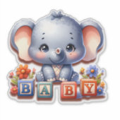 Schattige Baby Girl Elephant Speller Sticker (Voorkant)
