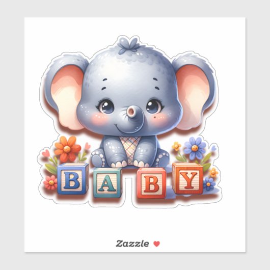 Schattige Baby Girl Elephant Speller Sticker (Vel)