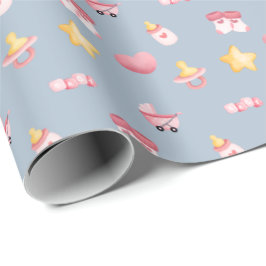 Schattige Baby Girl Gift Wrap Cadeaupapier