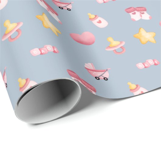 Schattige Baby Girl Gift Wrap Cadeaupapier (Rol Hoek)