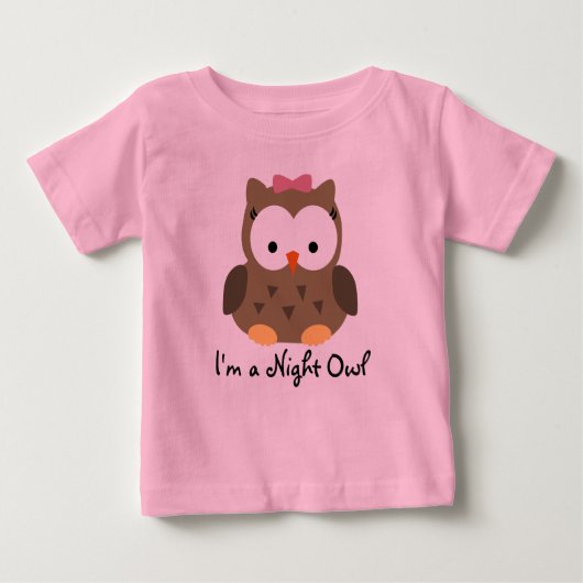 Schattige Baby Girl Night Owl T-shirt (Voorkant)