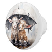 Schattige Baby Goats Keramische Knop (Rechts)