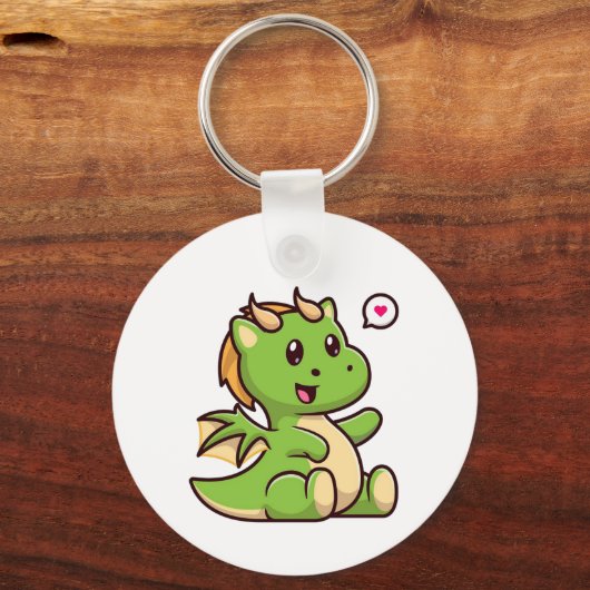 Schattige Baby Green Dragon Sleutelhanger (Achterkant)