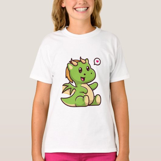Schattige Baby Green Dragon T-shirt (Voorkant)