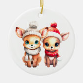 Schattige baby hert Eerste Kerstmis samen T-Shirt Keramisch Ornament (Voorkant)