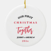 Schattige baby hert Eerste Kerstmis samen T-Shirt Keramisch Ornament (Achterkant)