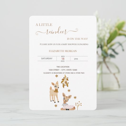 Schattige Baby Herten Baby shower Kaart (Staand voorkant)