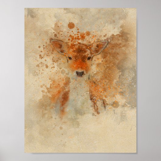 schattige baby herten fawn waterverf schilderij poster (Voorkant)