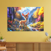 Schattige Baby herten in een betoverd bos Canvas Afdruk (Insitu (Woonkamer))