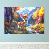 Schattige Baby herten in een betoverd bos Canvas Afdruk (Insitu (Houten vloer))