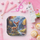 Schattige Baby herten in een betoverd bos Papieren Bordje (Feest)