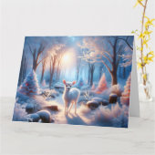 Schattige Baby herten in een winterbos Kaart (Gele Bloem)