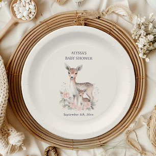 Schattige Baby herten moeder baby meisje douche Papieren Bordje