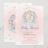 Schattige Baby Herten, Sterren Blauw Rozen Baby sh Kaart (Voorkant / Achterkant)