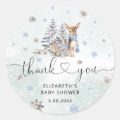 Schattige Baby Herten Winterblauw Classic Ronde St Ronde Sticker (Voorkant)