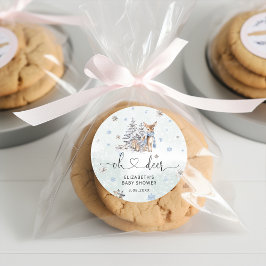 Schattige Baby Herten Winterblauw Ronde Sticker