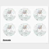 Schattige Baby Herten Winterblauw Ronde Sticker (Vel)