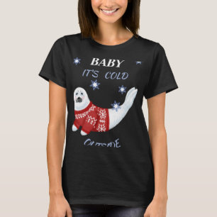 Schattige Baby Het Is Koud Buiten Winter Zeehond T T-shirt