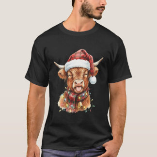Schattige Baby Highland Koe Santa Hoed Schotse Pla T-shirt