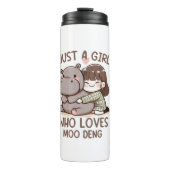 Schattige Baby Hippo, gewoon een meisje dat van Mo Thermosbeker (Voorkant)