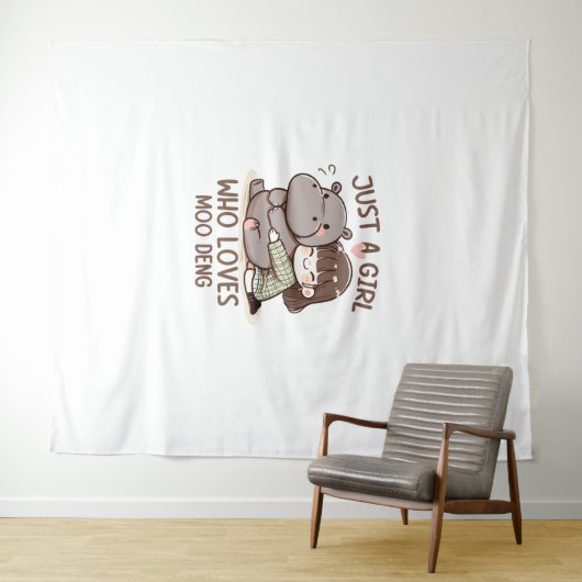 Schattige Baby Hippo gewoon een meisje dat van Moo Wandkleed (In Situ (horizontaal))