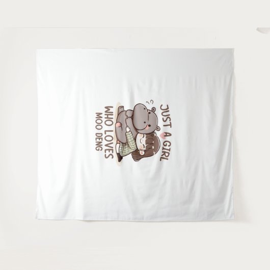 Schattige Baby Hippo gewoon een meisje dat van Moo Wandkleed (Voorkant (horizontaal))