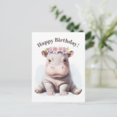 Schattige Baby Hippopotamus Briefkaart (Staand voorkant)