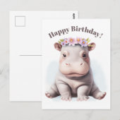 Schattige Baby Hippopotamus Briefkaart (Voorkant / Achterkant)