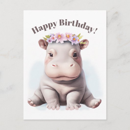 Schattige Baby Hippopotamus Briefkaart (Voorkant)