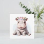 Schattige Baby Hippopotamus Feestdagenkaart (Staand voorkant)