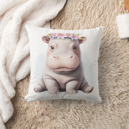 Schattige Baby Hippopotamus Kussen (Deken)