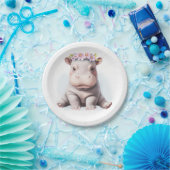 Schattige Baby Hippopotamus Papieren Bordje (Feest)