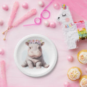Schattige Baby Hippopotamus Papieren Bordje (Feest)