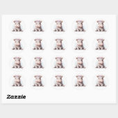 Schattige Baby Hippopotamus Ronde Sticker (Vel)