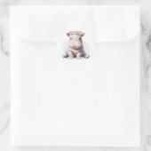 Schattige Baby Hippopotamus Ronde Sticker (Tas)