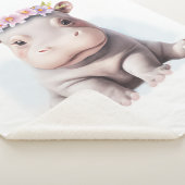 Schattige Baby Hippopotamus Sherpa Deken (3/4)
