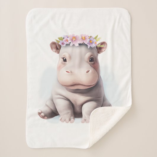 Schattige Baby Hippopotamus Sherpa Deken (Voorkant)