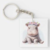 Schattige Baby Hippopotamus Sleutelhanger (voorkant)