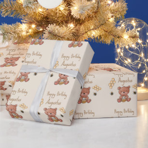 Schattige baby honingbeerwelp cadeaupapier
