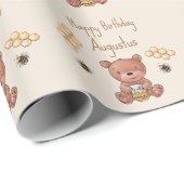 Schattige baby honingbeerwelp cadeaupapier (Rol Hoek)