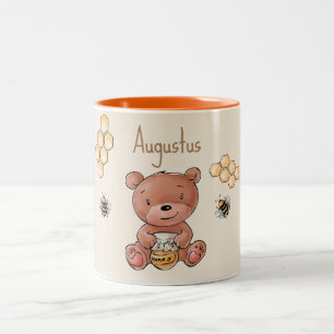Schattige baby honingbeerwelp tweekleurige koffiemok