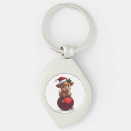 schattige baby hooglandkoe zit sleutelhanger