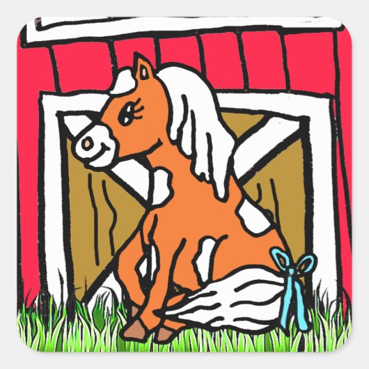 Schattige Baby Horse bruine Pony Stickers (Voorkant)