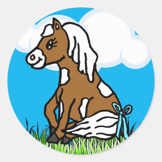 Schattige Baby Horse bruine Pony Stickers (Voorkant)