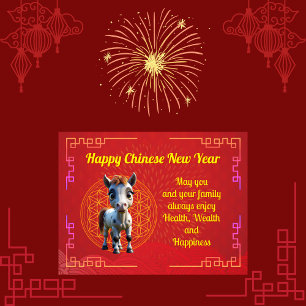 Schattige Baby Horse Chinees Nieuwjaar Briefkaart