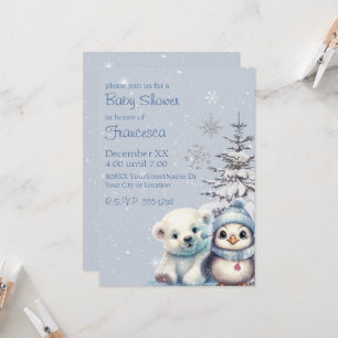 Schattige baby ijsbeer en pinguïn Noordpool Winter Kaart