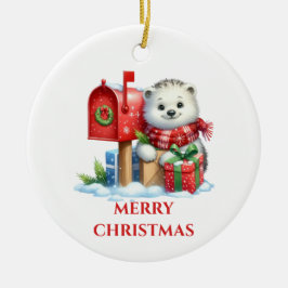 Schattige baby ijsbeer kerst keramisch ornament