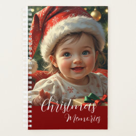 Schattige Baby in Santa Outfit met kerst Planner
