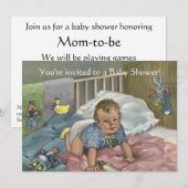 Schattige Baby in Wieg met Speelgoed Baby shower Kaart (Voorkant / Achterkant)